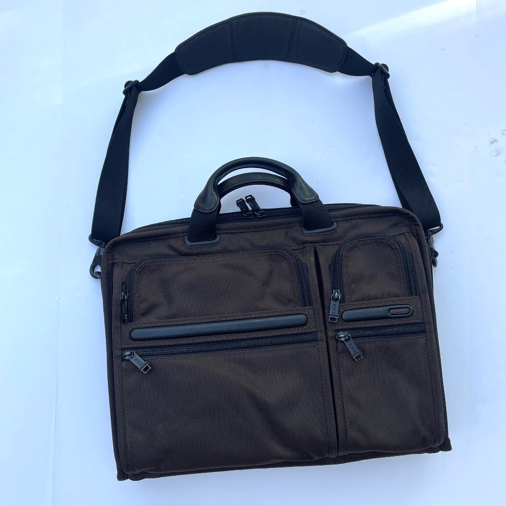 TUMI brown nylon large screen laptop case 17”